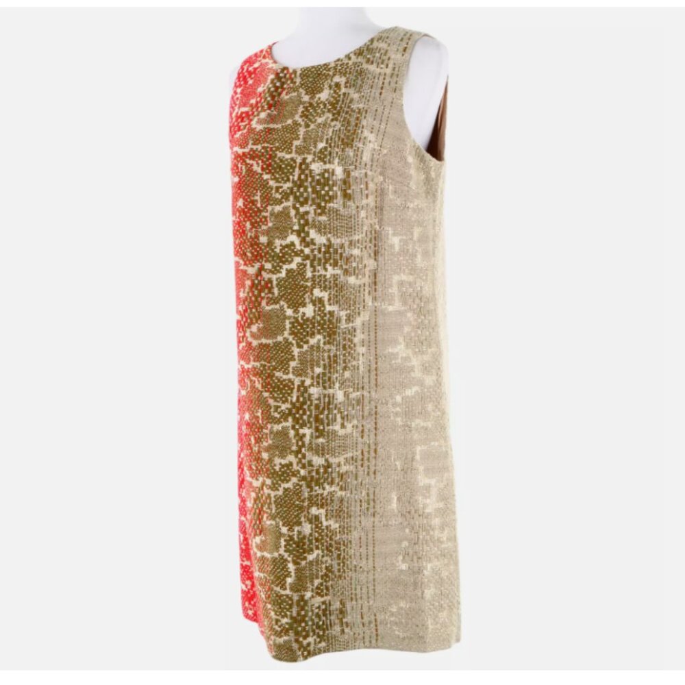 Maria Grazia Tan Sleeveless Round Collar Shift Dress - Retail $900 - NWT